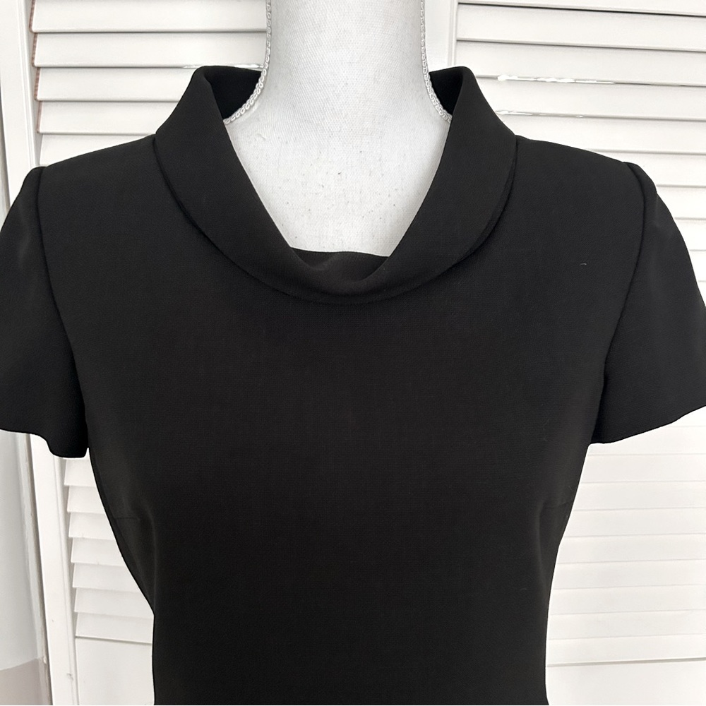 Talbots Retro Black Blouse Top Roll Collar Lined Short Sleeves Hidden Back Zip 4 - Picture 2 of 7